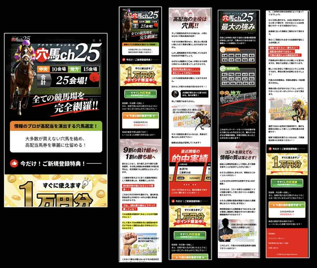 「穴馬ch25」という競馬予想サイトの非会員ページ